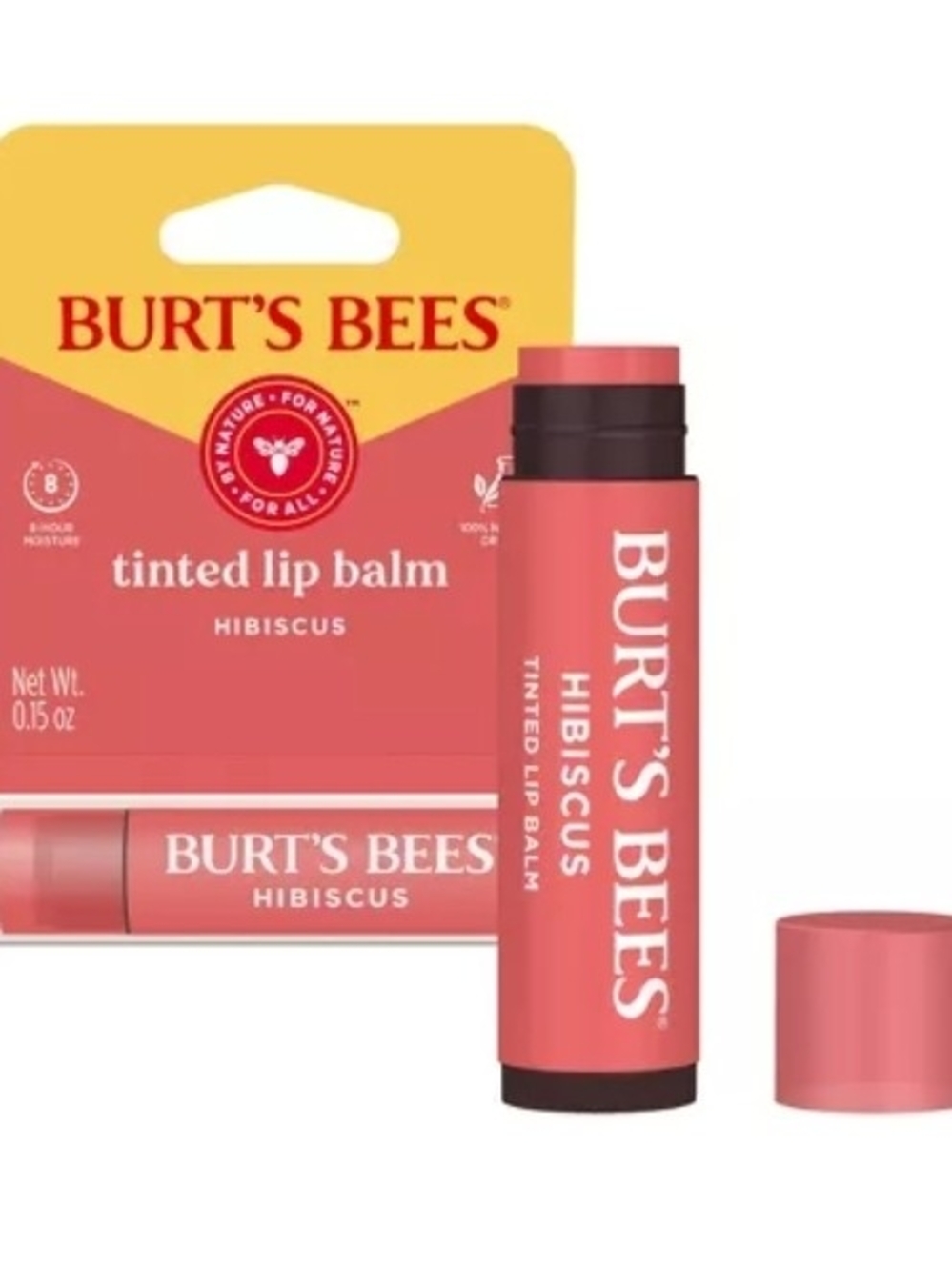 4/$12 - Burt's Bees Hibiscus Tinted Lip Balm - Coral Pink Shade